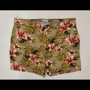 Floral printed linen shorts